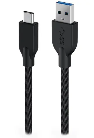 Genius ACC-A2CC-3A Kábel USB-A (M) - USB-C (M) 1 m čierna / opletený / QC 3.0