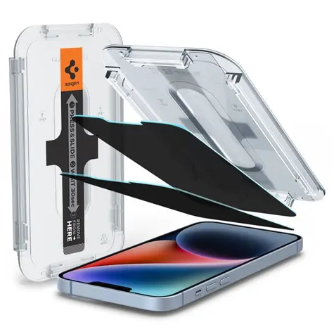 Spigen Glass tR EZ Fit Privacy ochranné sklo pre Apple iPhone 16e/14/13/13 Pre číra 2ks 