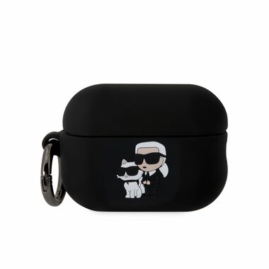 Karl Lagerfeld 3D Logo NFT Karl and Choupette Silikónové Puzdro pre Apple AirPods Pro 2 čierna