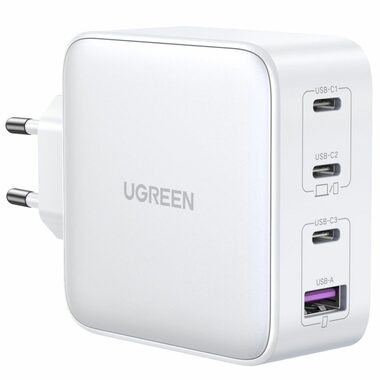 Ugreen Rýchlonabíjačka GaN biela / 3x USB-C &amp; 1x USB-A / 100W