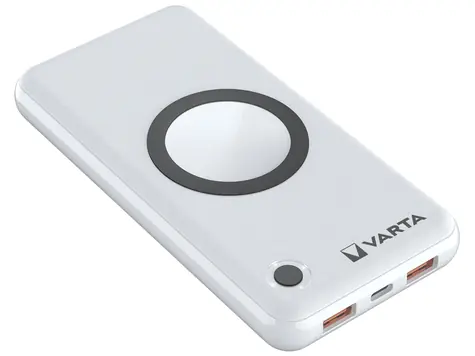 Varta 57908 15000mAh biela / Bezdrôtová powerbanka / Qi / 2x USB-A / 1x USB-C 