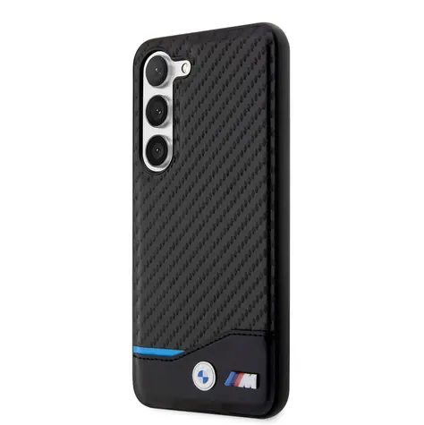 BMW M PU Carbon Blue Line Zadný Kryt pre Samsung Galaxy S23+ čierna