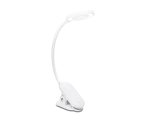 Philips Forys biela / stolná lampička s klipom / LED / 5W / 200lm / 4000K / 36cm / IP20