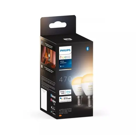 Philips HUE WA LED Luster žiarovka 5.1W sada 2ks / E14 / 470lm / 2200-6500K / IP20