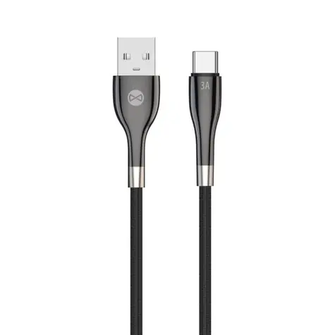 Forever Sleek Kábel USB-A (M) - USB-C (M) 1m čierna / 3 A