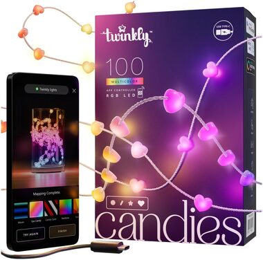 Twinkly Candies LED TWKH100RGB-T 100 ks 6 m / šikovná svetelná reťaz / RGB / Wi-Fi / Bluetooth