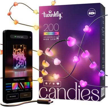 Twinkly Candies LED TWKH200RGB-G 200 ks 6 m / šikovná svetelná reťaz / RGB / Wi-Fi / Bluetooth