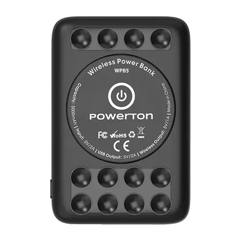 Powerton Powerbanka s bezdrôtovým nabíjaním čierna / 5000mAh / 10W / USB