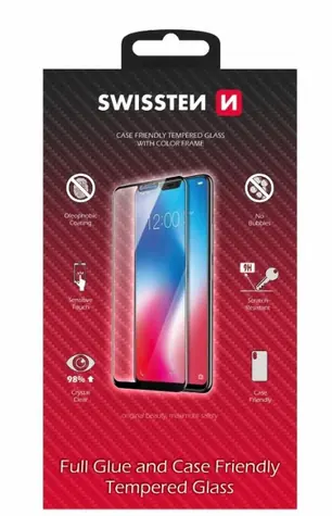 Swissten FULL GLUE COLOR FRAME CASE FRIENDLY sklo pre Samsung Galaxy A05s čierna