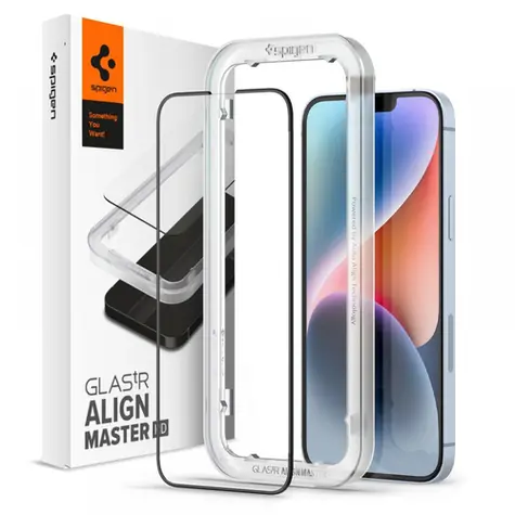 Spigen Glass tR AlignMaster HD ochranné sklo pre Apple iPhone 14 &amp; 13 &amp; 13 Pre čierna
