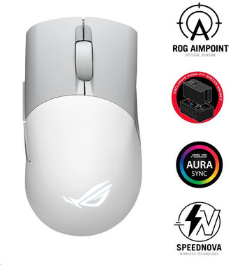 Asus ROG Keris Wireless AimPoint biela / Bezdrôtová herná myš / 36000 DPI / 5 tlačidiel / BT &amp; RF &amp; USB