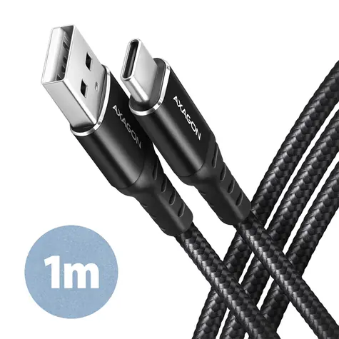 Axagon BUCM-AM10AB HQ Dátový kábel USB-A 2.0 - USB-C 1m čierna