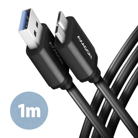 Axagon BUMM3-AM10AB SPEED Dátový kábel USB-A 3.2 - microUSB 1m čierna
