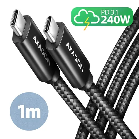 Axagon BUCM2-CM10AB CHARGE Dátový kábel USB-C 2.0 - USB-C 240W 1m čierna