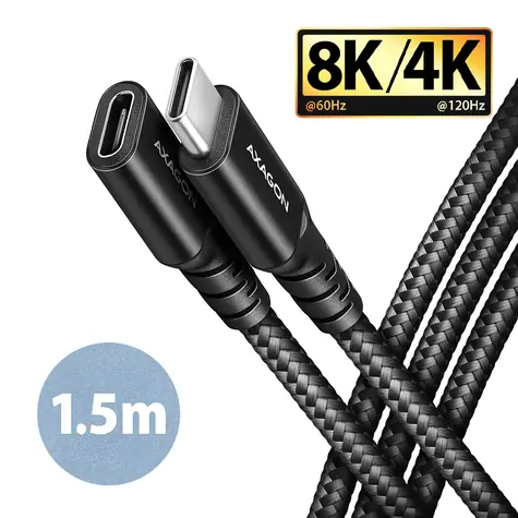 Axagon BUCM32-CF15AB SPEED Dátový kábel USB-C 3.2 (M) - USB-C (F) 240W 1.5m čierna  