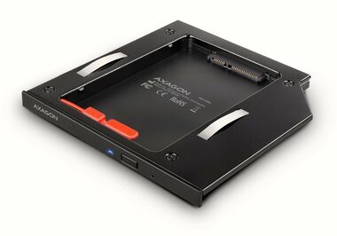 Axagon RSS-CD09 rámček pre 2.5" SSD/HDD do DVD slotu, 9.5 mm, LED, hliník