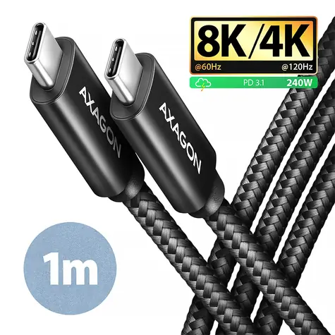 Axagon BUCM4X-CM10AB NewGEN+ Dátový kábel USB-C 4.0 - USB-C 240W 1m čierna