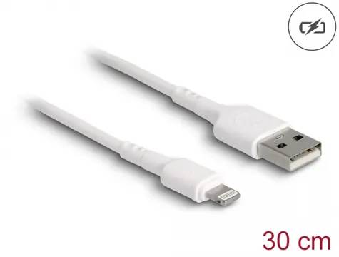 DeLock Napájací kábel USB-A 2.0 (M) - Apple Lightning (M) 30cm biela