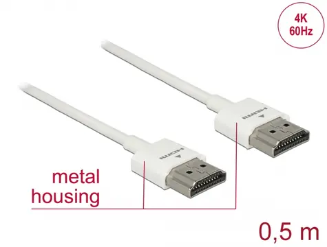 DeLock Kábel HDMI (M) - HDMI (M) 0.5 m biela