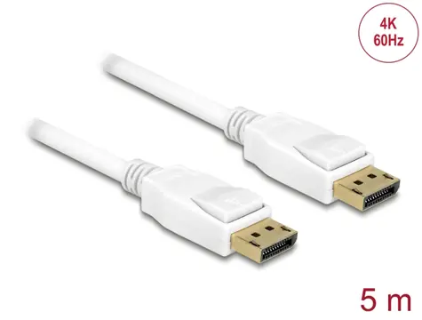 DeLock Kábel DisplayPort 1.2 (M) - DisplayPort 1.2 (M) 5m biela 