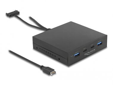 DeLock Predný panel 3.5" 2x USB 3.2 Gen 2 A &amp; 2x USB 3.2 Gen 2 C čierna