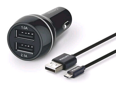 Philips DLP2357U/10 nabíjačka od auta čierna / 2x USB-A / kábel USB-A (M) - Micro-USB (M) 1m