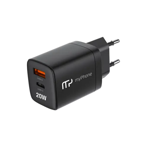 MyPhone SwiftCharge Duo čierna / Nabíjačka do siete / 20W / USB-A &amp; USB-C