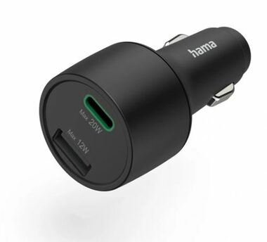 HAMA 201690 Nabíjačka do vozidla USB-C &amp; USB-A čierna / 32W / PD / QC