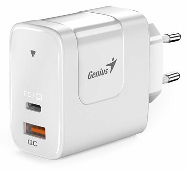 Genius PD-65AC biela / Nabíjací adaptér / 65W / 1x USB-A / 1x USB-C / PD / QC