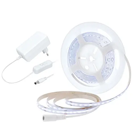 Solight LED COB opasok studená biela / sada s adaptérom / vypínač / 5m / 8W/m / 800lm/m