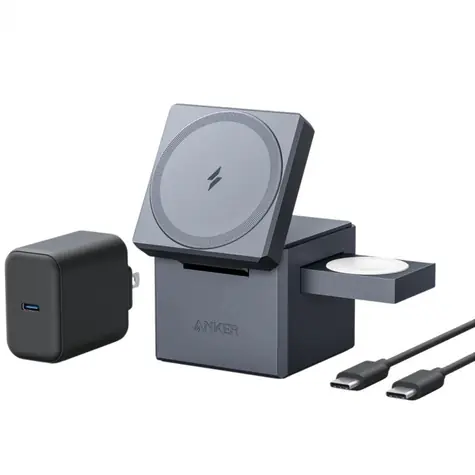 Anker 3v1 Cube MagSafe sivá / Nabíjací stojan / max. 15W / LED indikátor