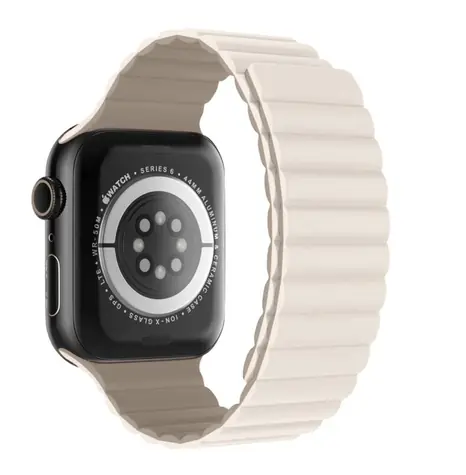 Swissten Silikónový magnetický remienok pre Apple Watch 38/40/41mm biela-capuccino