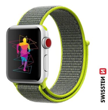 Swissten Nylonový remienok pre Apple Watch 42/44/45/49mm žiarivo zelená