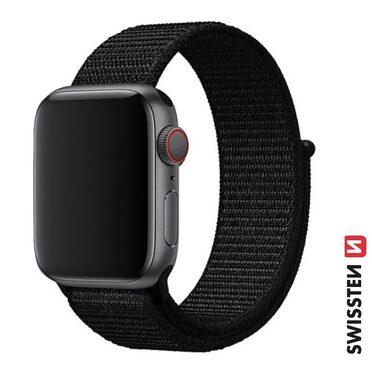 Swissten Nylonový remienok pre Apple Watch 42/44/45/49mm čierna