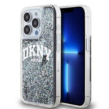 DKNY Liquid Glitter Arch Logo Zadný Kryt pre Apple iPhone 15 Pro čierna