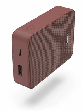 HAMA Colour 10 červená / Powerbanka / 10000 mAh / 1x USB-C / 1x USB-A / 5V / 3A