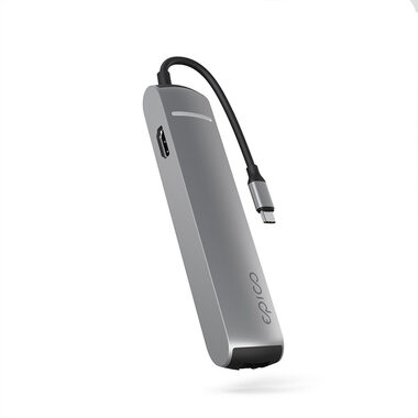Epico Slim Hub USB-C 6v1 vesmírne šedá / USB Hub / 3x USB-A / 1x HDMI @ 8K/30Hz / 1x GLAN / 1x USB-C / PD 100W