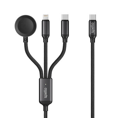 Epico Spello Dátový USB-C kábel 3v1 čierna / Lightning / USB-C / Apple Watch