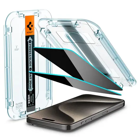 Spigen Glass TR EZ Fit HD Privacy 1 Pack ochranné sklo pre Apple iPhone 15 Pro Max
