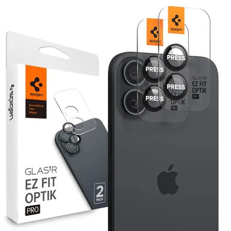 Spigen Glass tR EZ Fit Optik Pro 2 Pack ochranné sklo fotoaparátu pre Apple iPhone 16 & 16 PLUS čierna