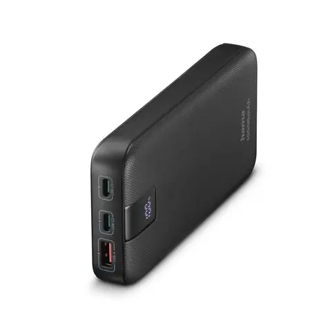HAMA 201718 PD 10 čierna / Powerbanka / 10000 mAh / 2x USB-C / 1x USB-A / PD / QC / 20W