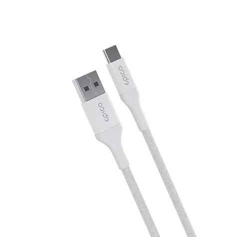 Epico pletený kábel USB-C na USB-A 0.3m biela