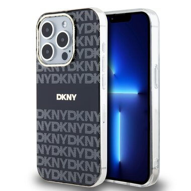 DKNY PC/TPU Repeat Pattern Tonal Stripe Magsafe Zadný Kryt pre Apple iPhone 13 Pro čierna