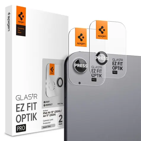 Spigen Glass tR EZ Fit Optik Pro 2 Pack ochranné sklo šošoviek pre Apple iPad Air 13" (2024) & 11" (2024) sivá