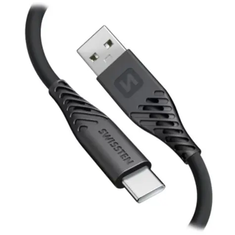 Swissten SOFT SILICONE dátový kábel USB - USB-C 0.4m čierna