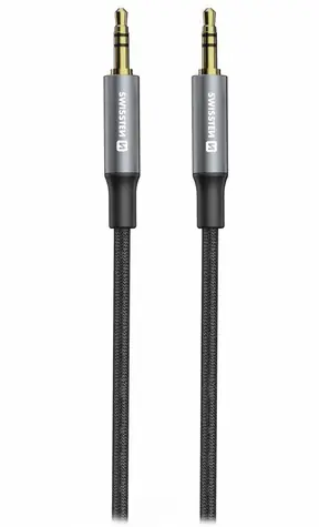Swissten TEXTILE prepojovací audio kábel Jack 3.5mm (M) - Jack 3.5mm (M) 1.5m čierna