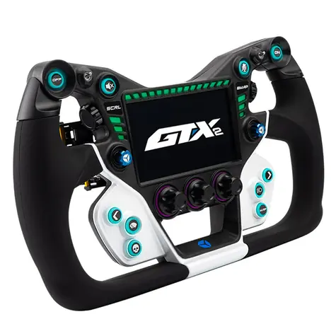 Cube Controls GTX2 bielo-modrá / Závodný volant / 30cm / 5" dotykový displej / 4 pádla / 21 tlačidiel 