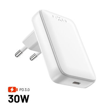 FIXED Sieťová GaN nabíjačka Slim s USB-C výstupom a podporou PD 30W biela