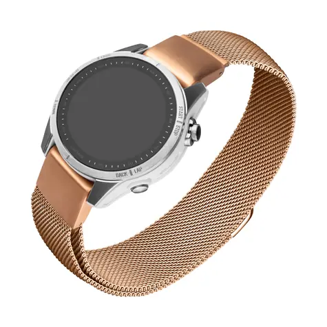 FIXED Sieťovaný nerezový remienok Mesh Strap pre Garmin QuickFit 20mm ružovo zlatý