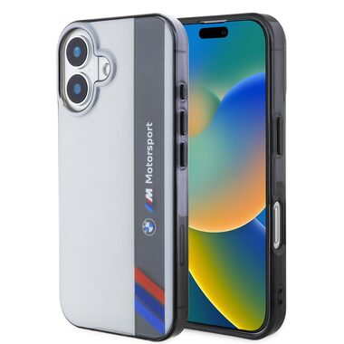 BMW IML Motorsport Vertical Stripe Zadný Kryt pre Apple iPhone 16 PLUS sivá